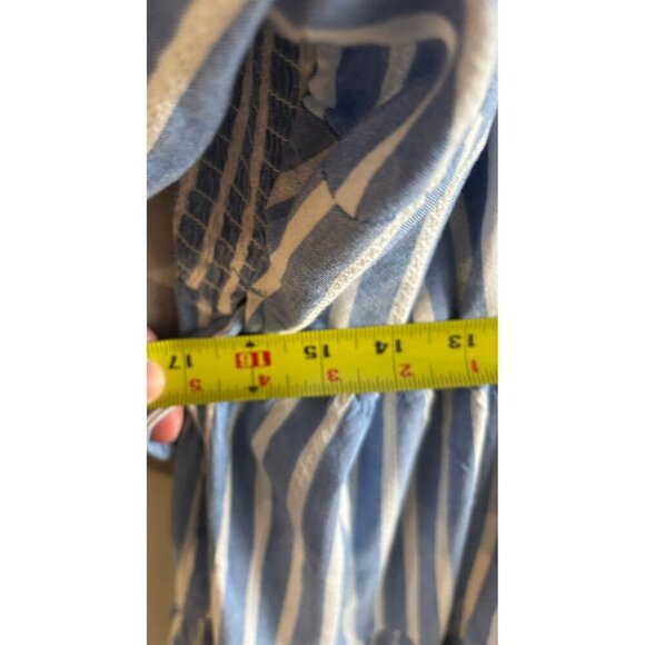 Old Navy Womens Wrap Midi Dress Puff Sleeve Smocked Stripes Blue White Size XL - Picture 10 of 14